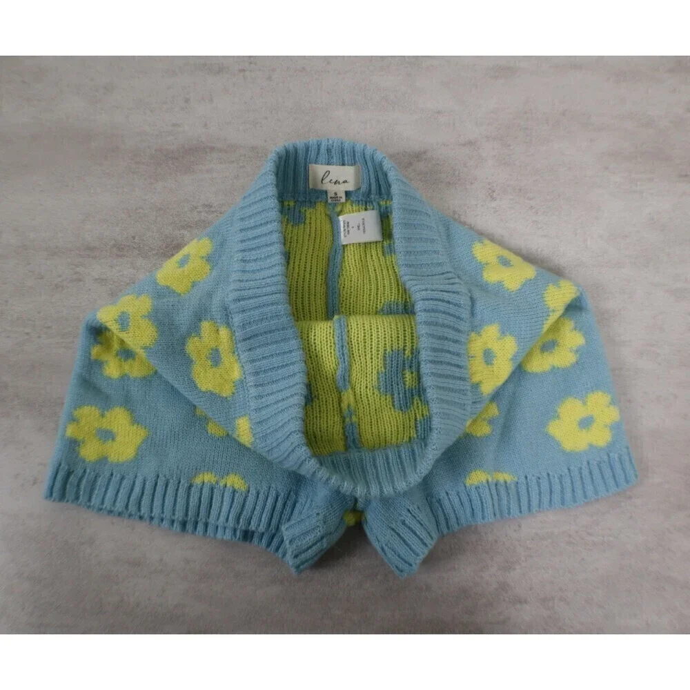 Lena Size S Floral Knit Retro Loungwear Cropped Top High Rise Short NEW Set 70s